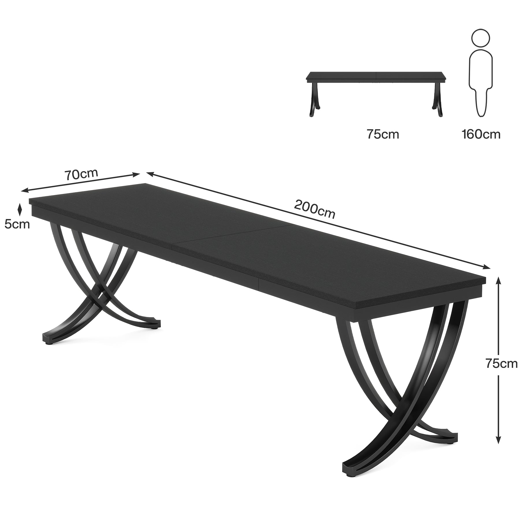 200 cm Doppelter Langer Schreibtisch, Schreibtisch, Computertisch, für Home Office