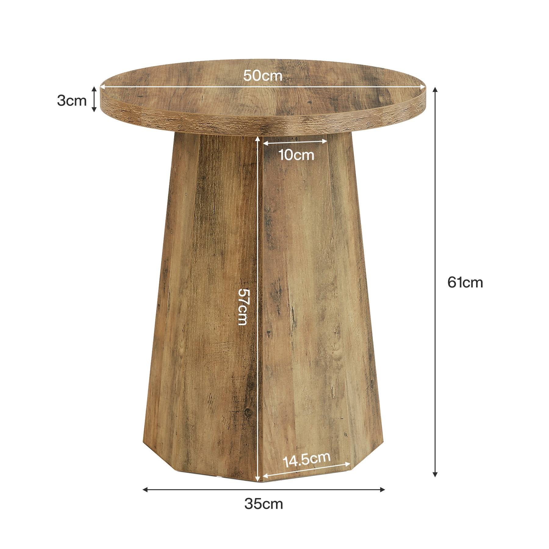 Runder Beistelltisch, Couch-Beistelltisch aus Holz mit achteckigem Sockel