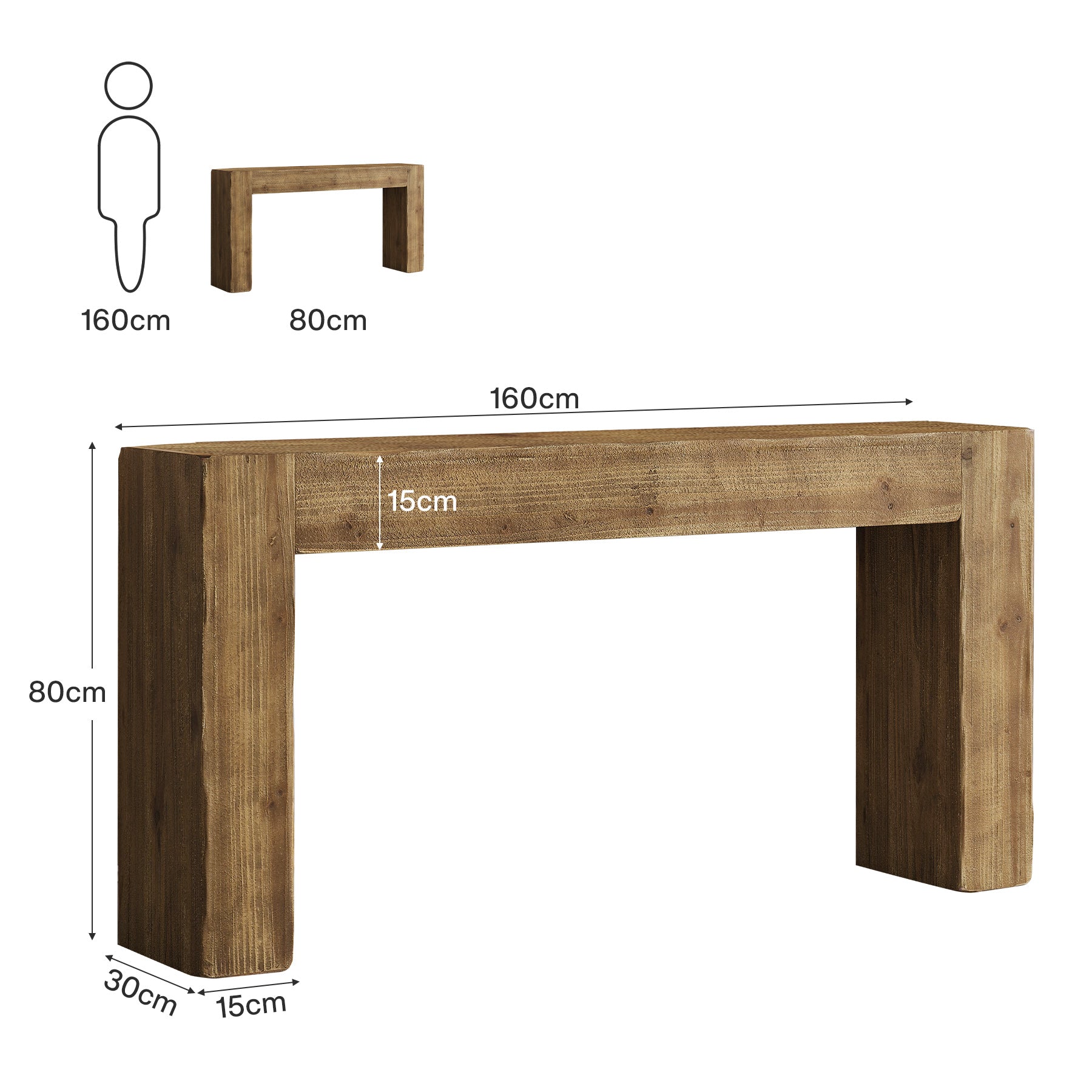Tribesigns 160 cm Massivholz Konsolentisch im Landhausstil, langer Flurtisch für Eingangsbereich & Wohnzimmer