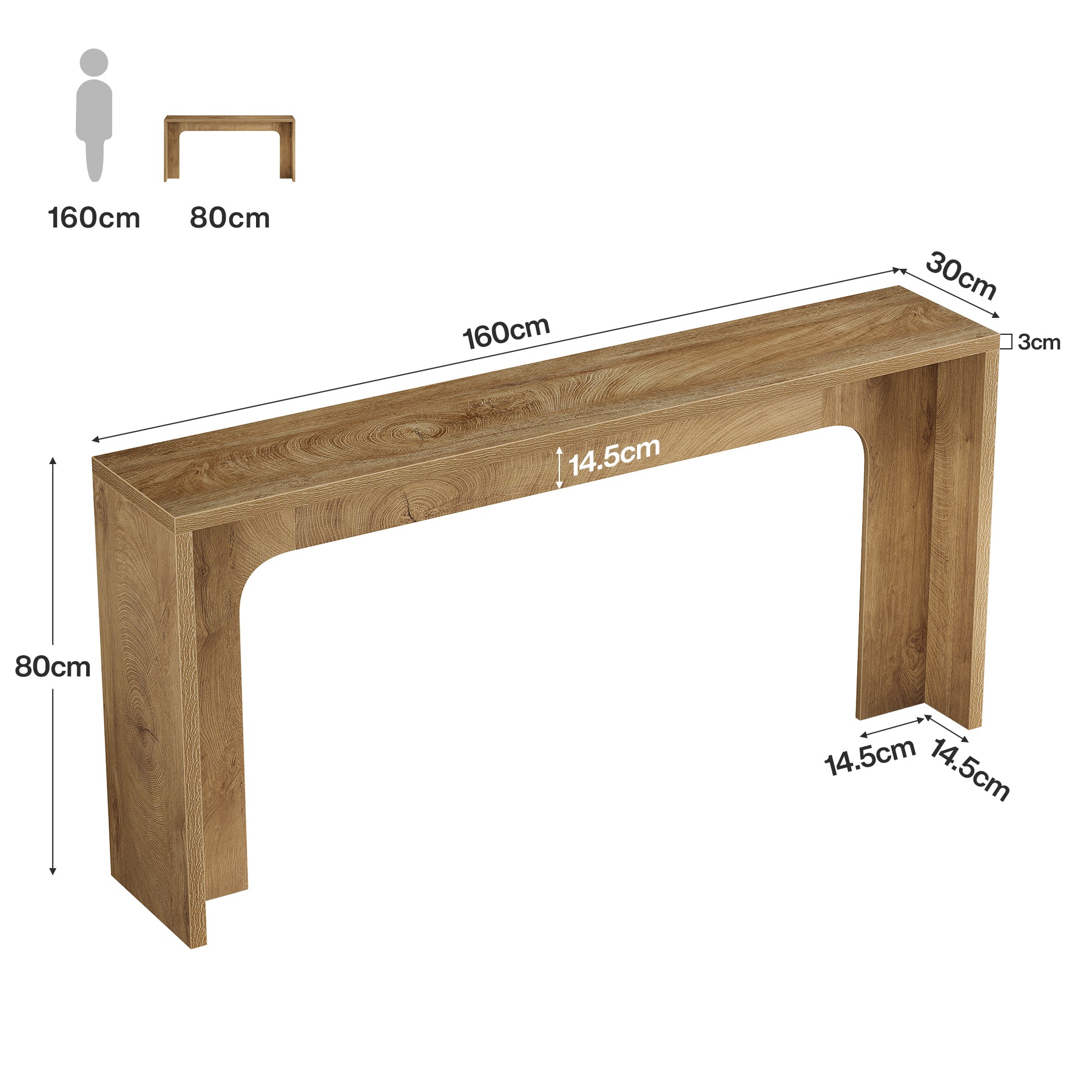 Tribesigns Schmaler Konsolentisch 160 cm, minimalistischer Flurtisch mit stabiler Basis