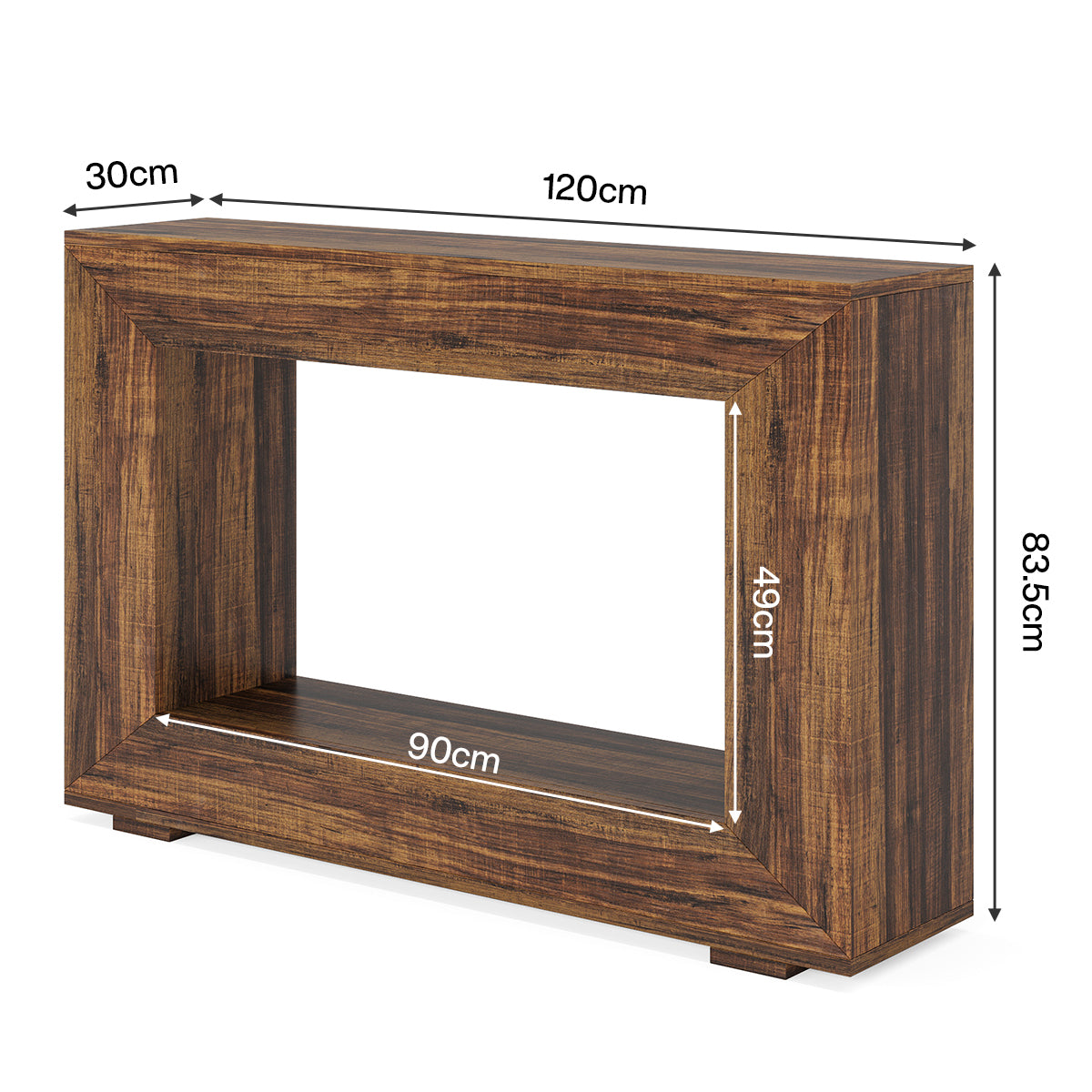 Konsolentisch im Landhausstil, 120cm Sofatisch aus Holz für den Eingangsbereich mit Stauraum