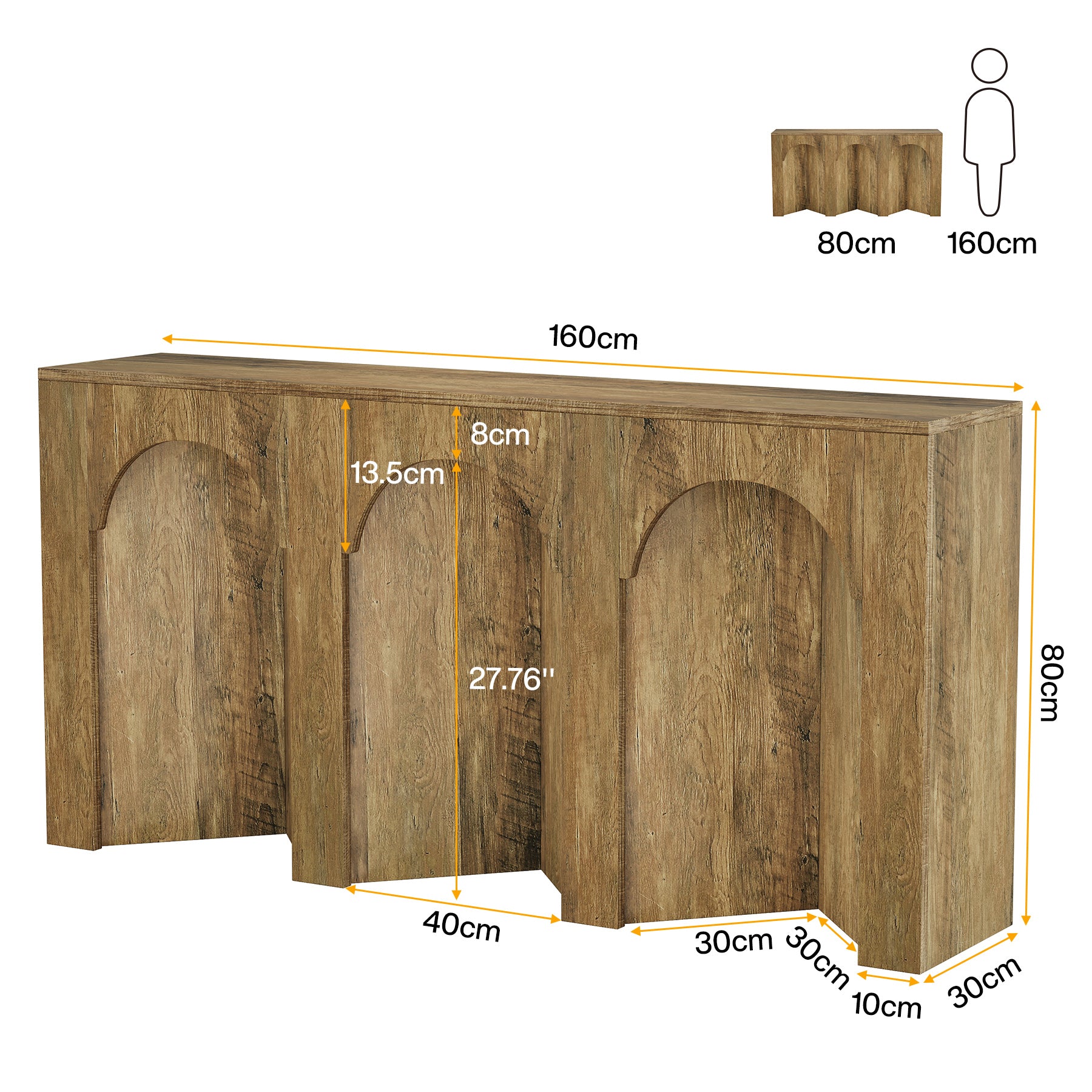 160cm Konsolentisch, schmaler Eingangstisch, Sofatisch im Retro-Stil