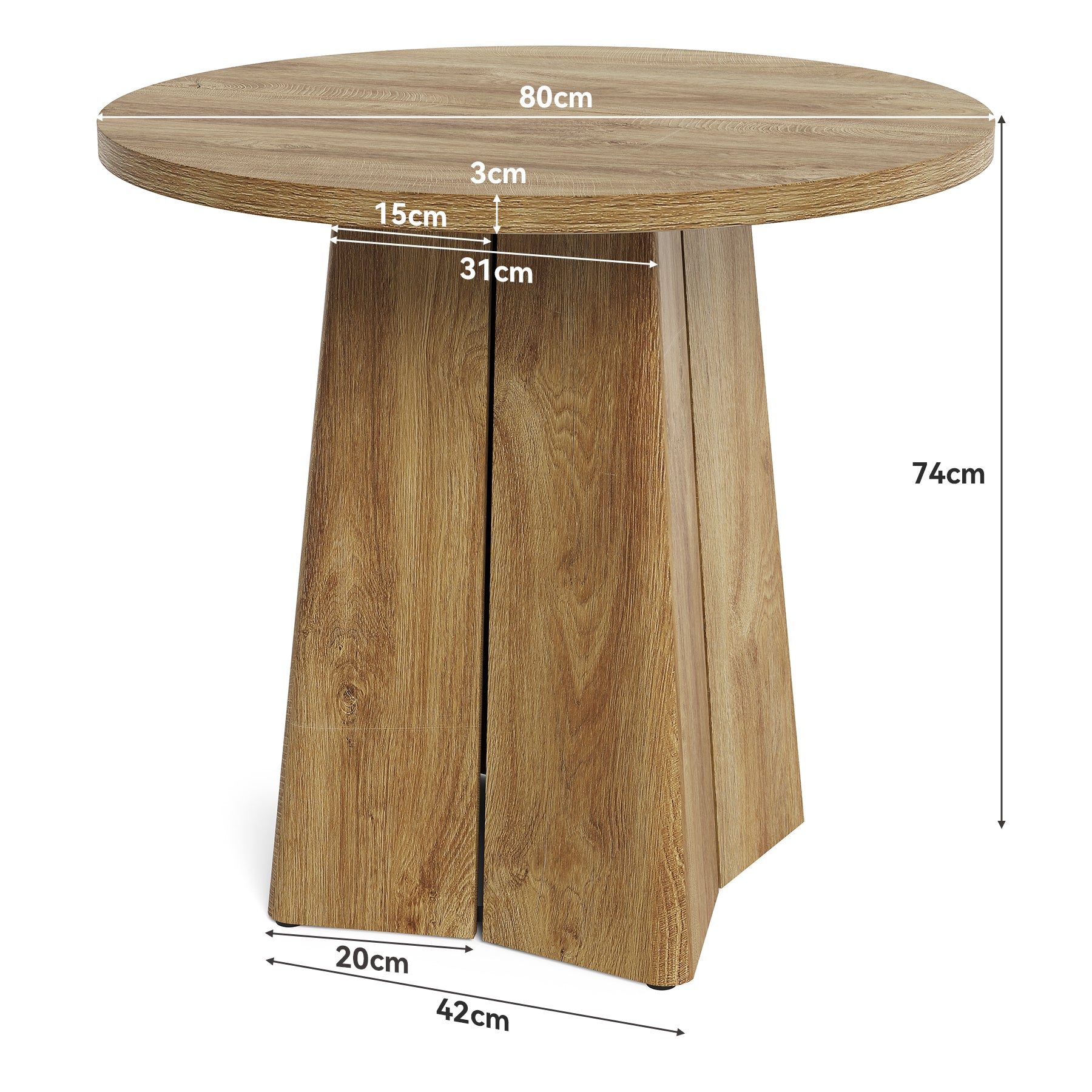 Tribesigns Runder Esstisch 80 cm, kompakter Küchentisch für 2–4 Personen im Landhausstil