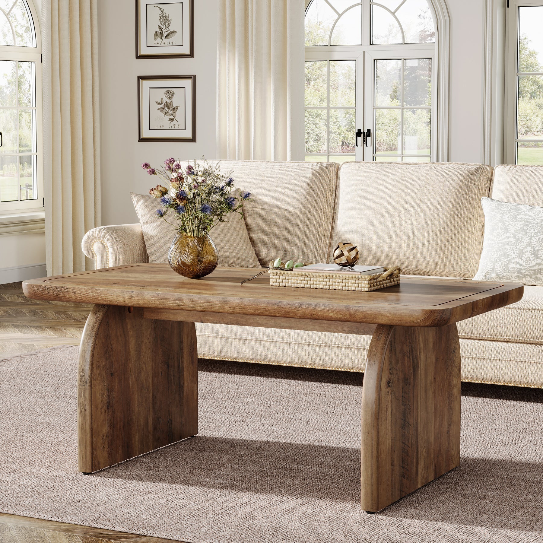 120 cm Couchtisch, Bauernhaus-Mitteltisch, niedriger Cocktail-Teetisch