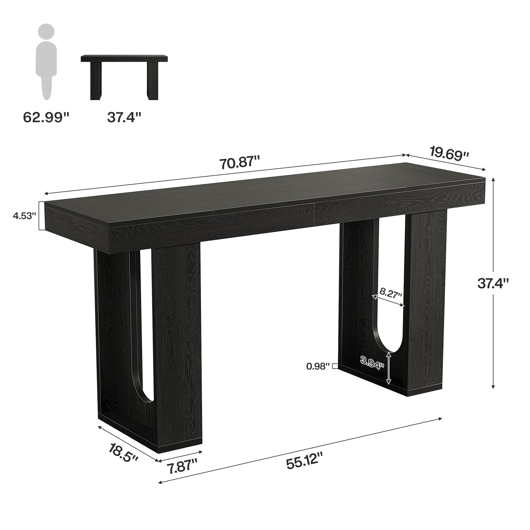 Tribesigns Bartisch 180 cm, Hochtisch in Thekenhöhe, Moderner Stehtisch für Küche, Bar & Essbereich