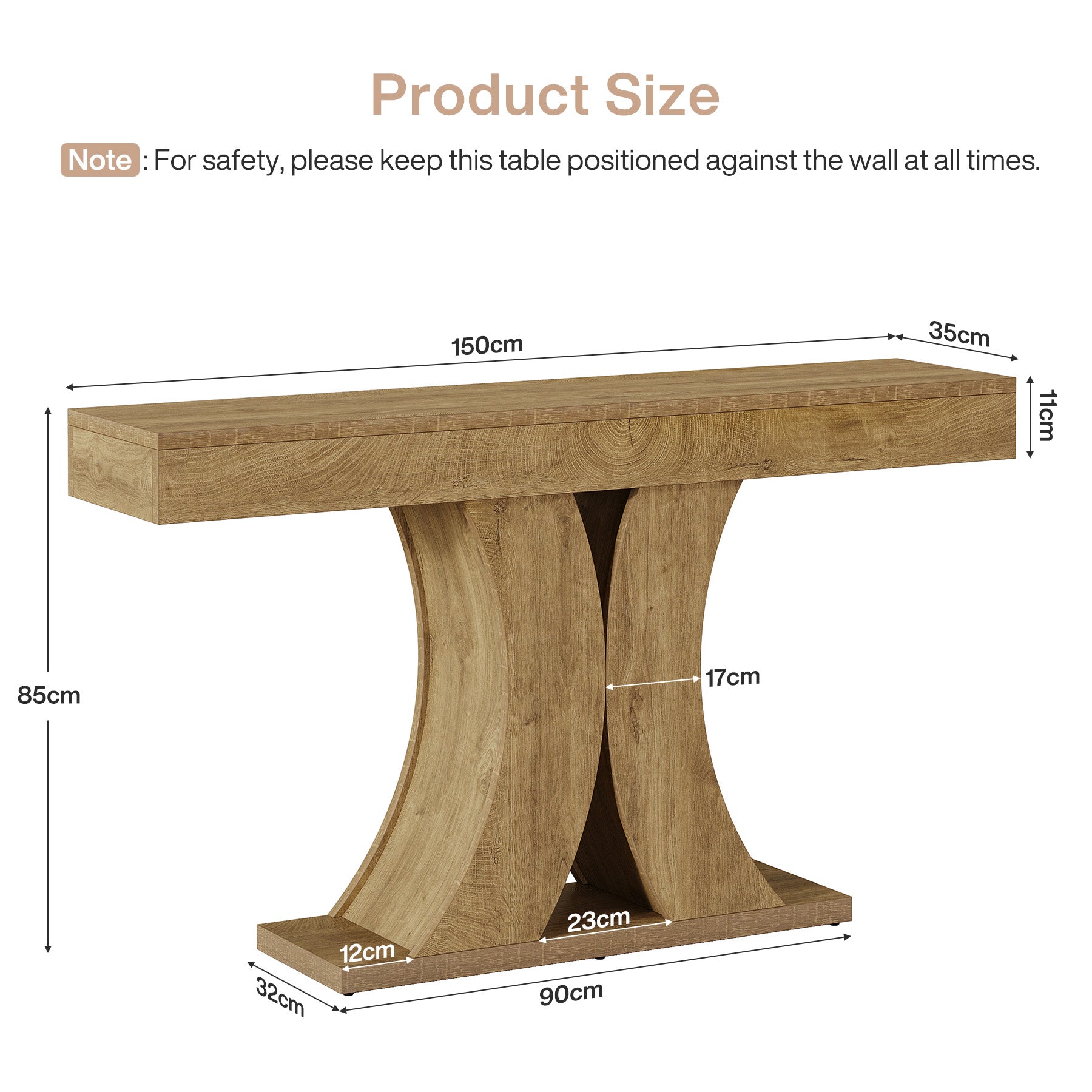 Tribesigns Konsolentisch 150 cm schmal, Flurtisch mit stabilem X-Gestell im Landhausstil