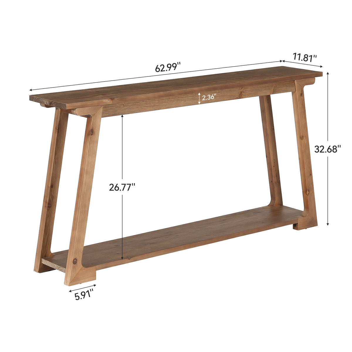 Tribesigns Massivholz Konsolentisch 160 cm hinter Sofa mit 2 Ablagen, langer Sofatisch schmal für Wohnzimmer & Flur