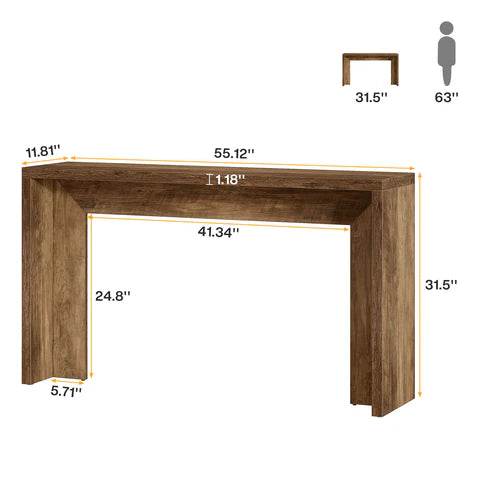 140 cm Rustikaler Konsolentisch, Bauernhaus-Sofatisch, Flurtisch