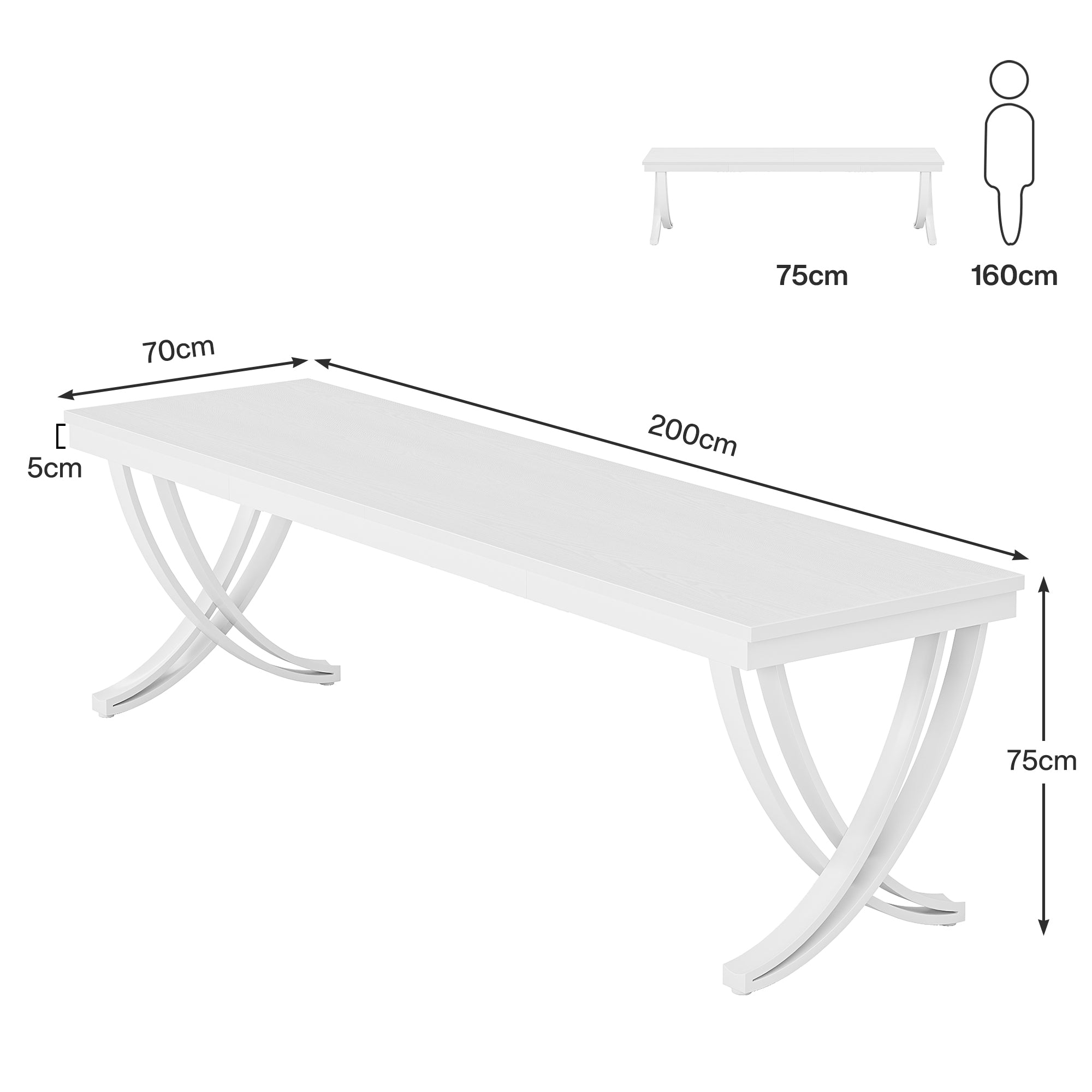 200 cm Doppelter Langer Schreibtisch, Schreibtisch, Computertisch, für Home Office