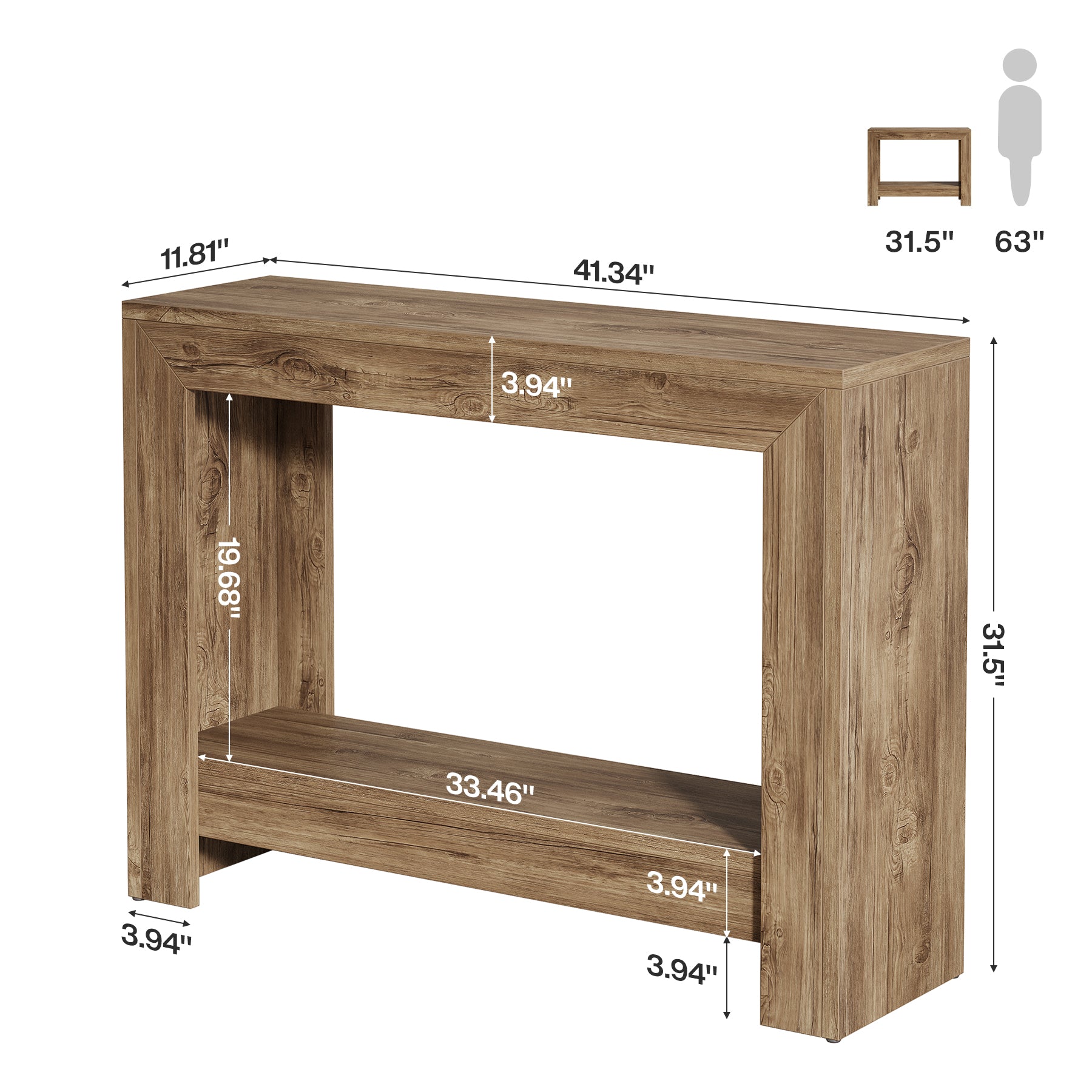 Tribesigns Konsolentisch 105 cm im Landhausstil, Schmaler Flurtisch mit offener Ablage