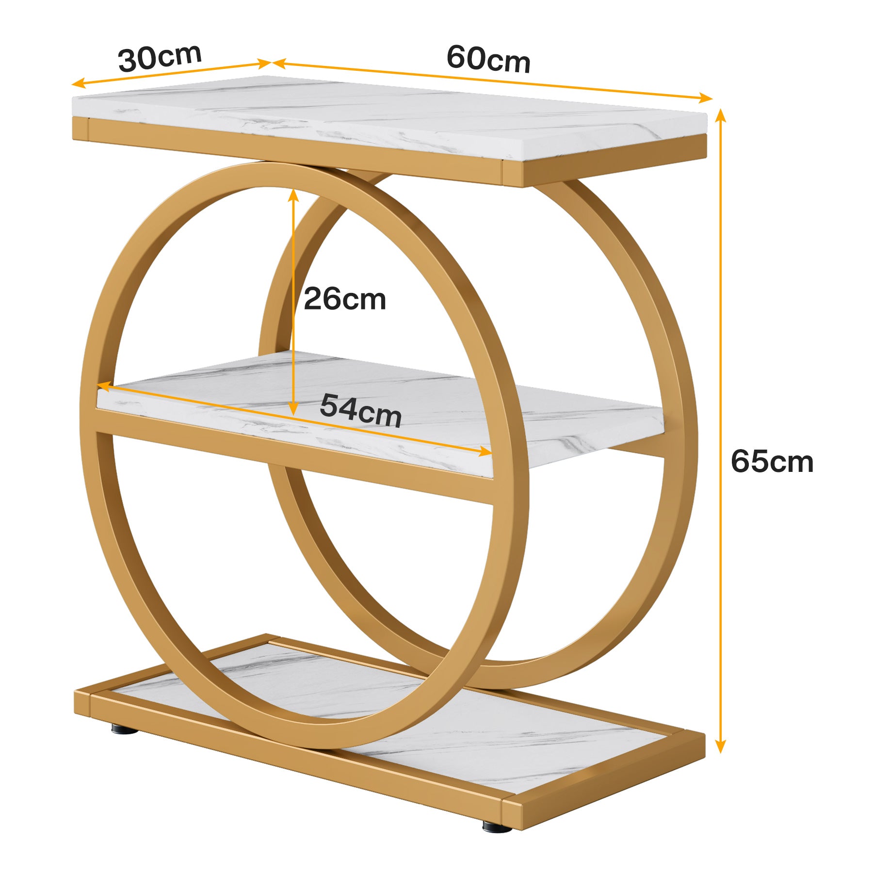3-stöckiger Beistelltisch, industrieller Sofa-Beistelltisch mit rundem Metallrahmen