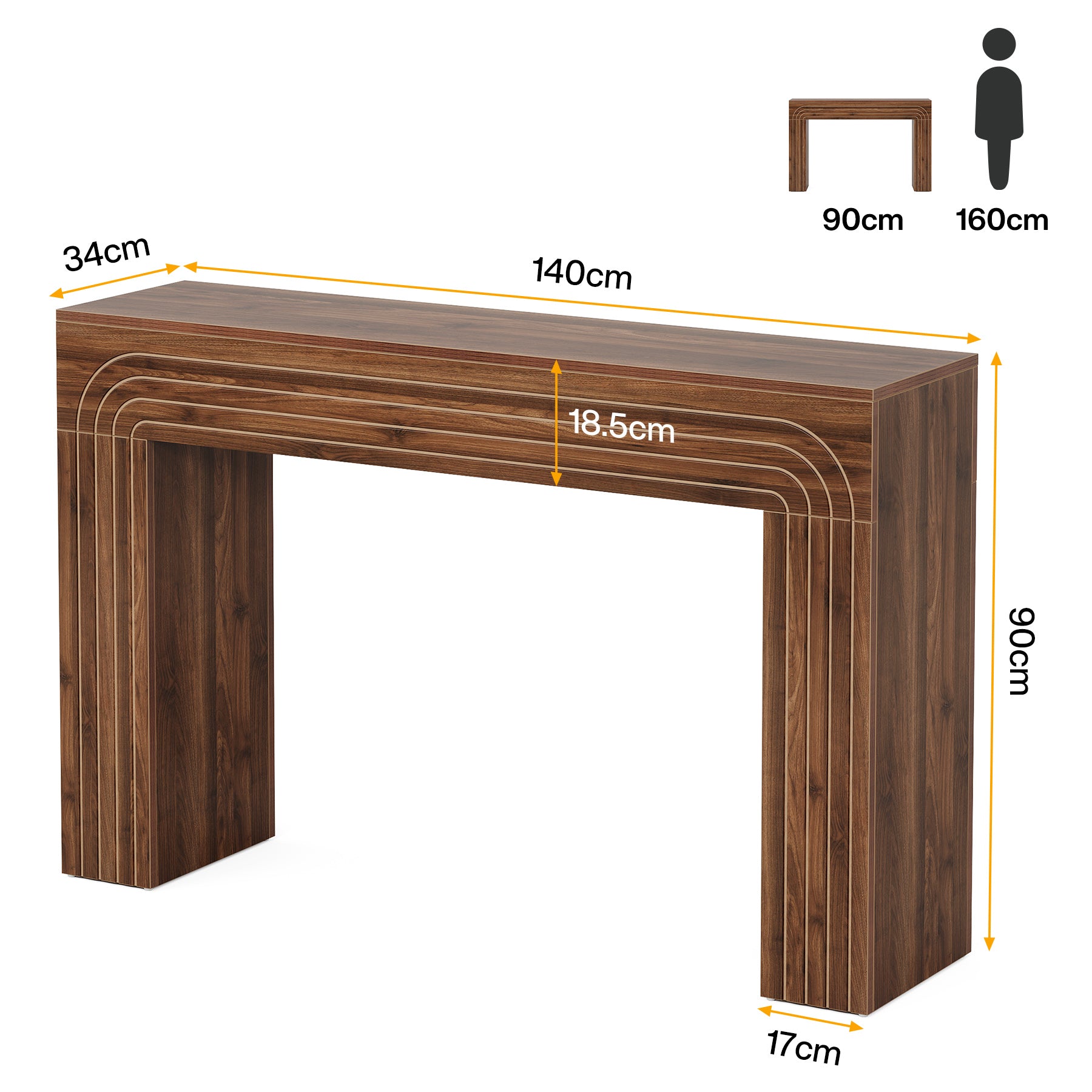 140cm Holz Konsolentisch, Sofatisch, Flurtisch im Landhausstil