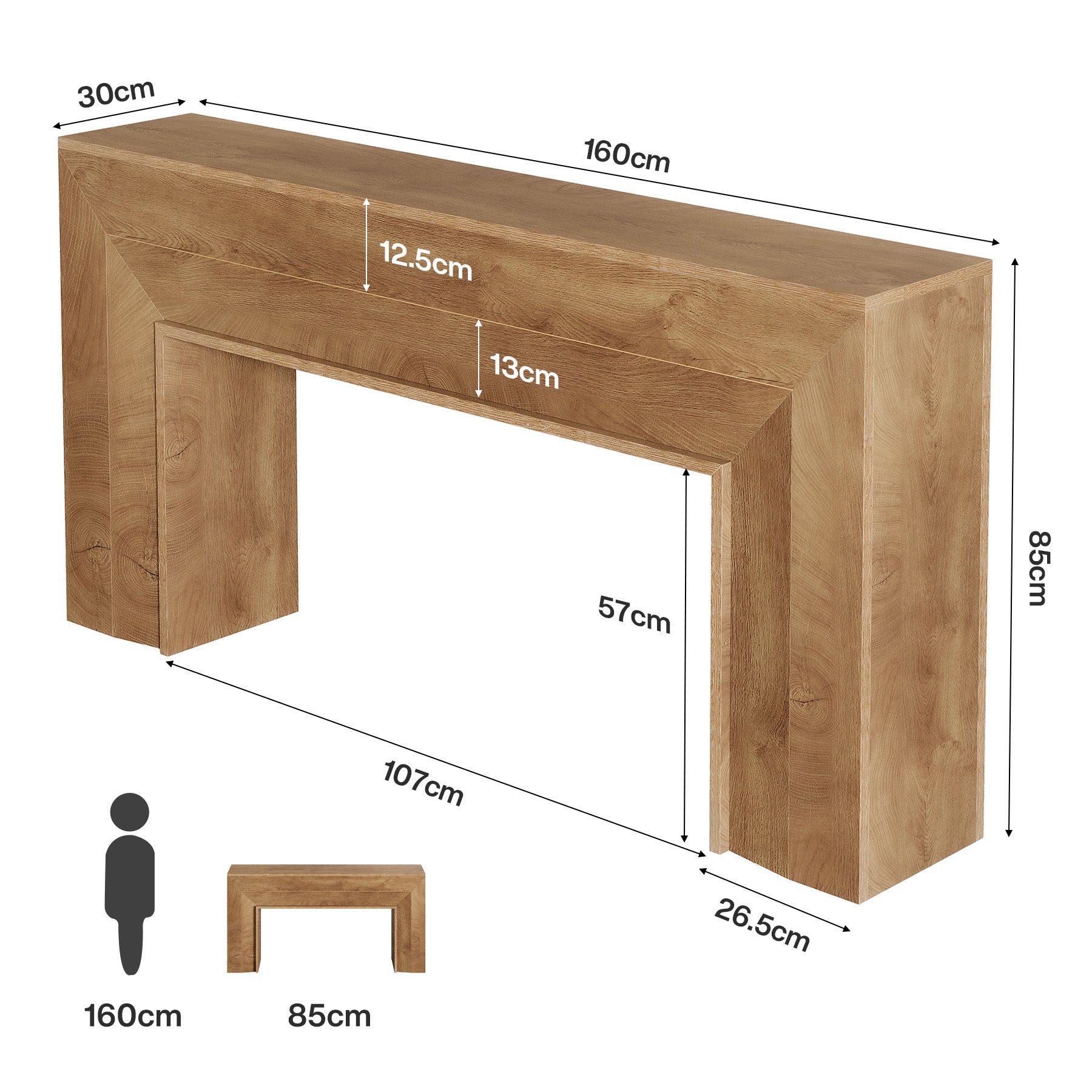 Tribesigns 160 cm schmaler Konsolentisch im Landhausstil, Flurtisch für Wohnzimmer, Eingangsbereich