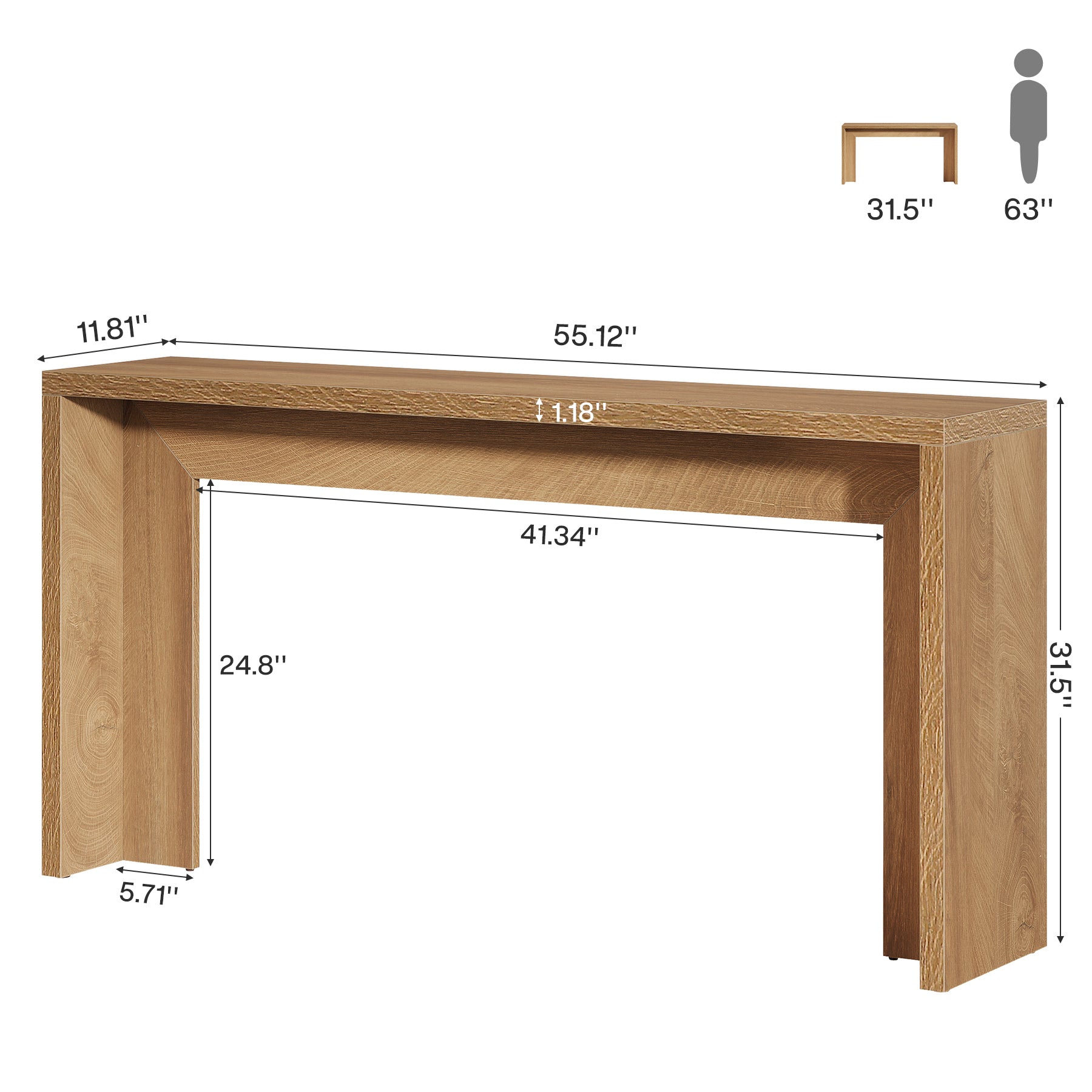 Tribesigns 140 cm Farmhouse-Konsolentisch mit Stauraum, Rustikaler brauner Sofatisch