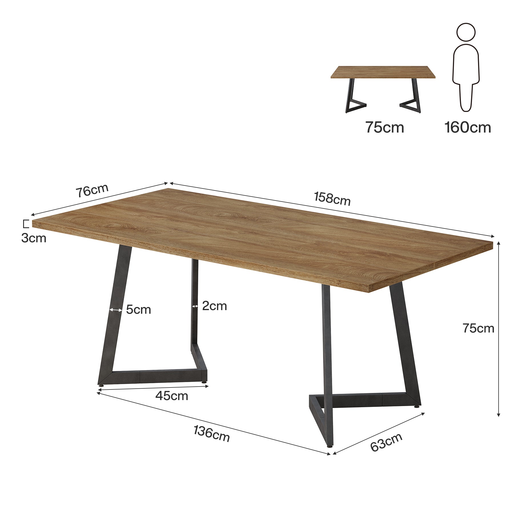 Tribesigns Schreibtisch 158 cm, Industrial Computertisch mit V-förmigem Metallgestell