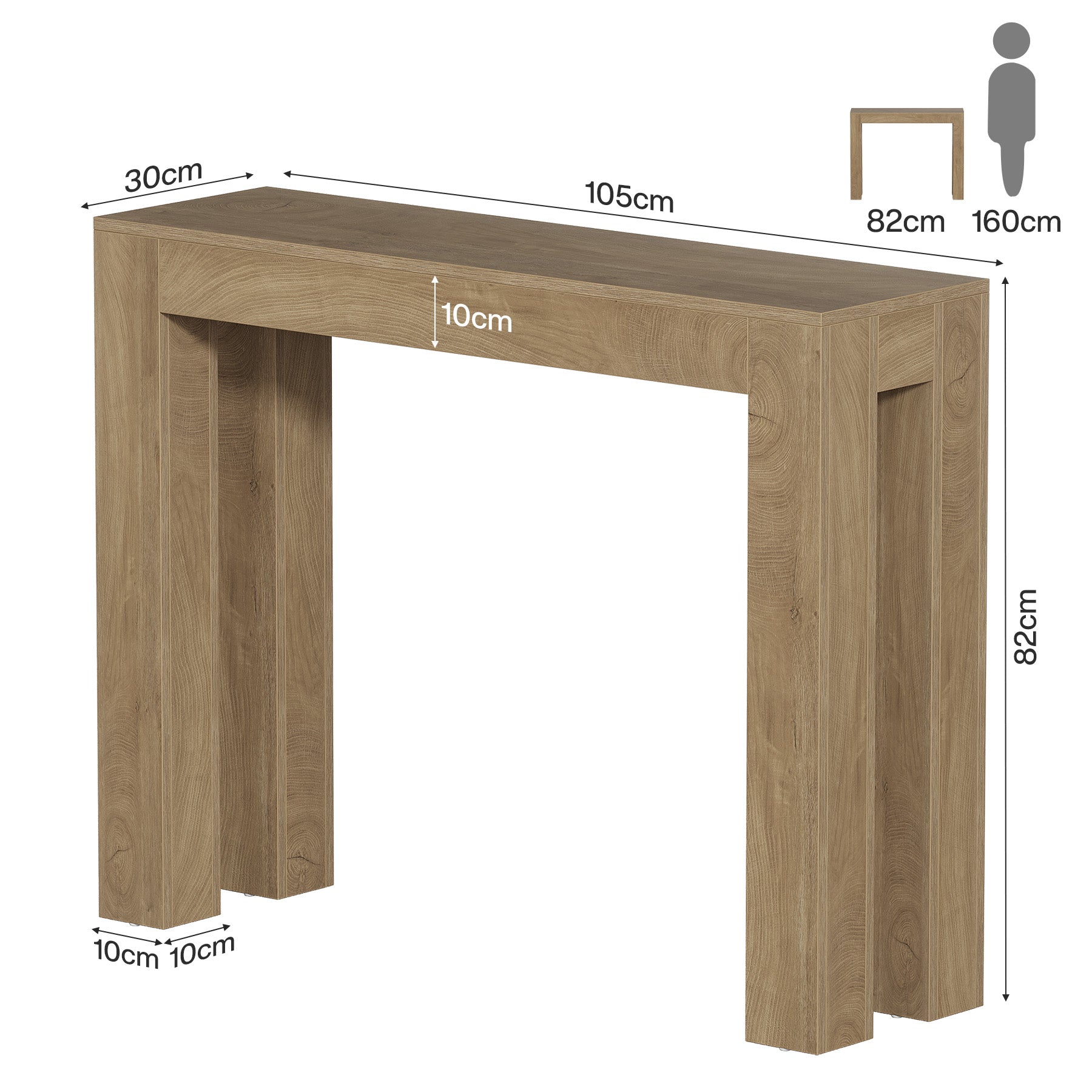 Tribesigns 105 cm Landhaus-Konsolentisch, Schmaler Holz-Flurtisch für Eingangsbereich & Sofa
