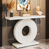 Modern Console Table 40" Wood Sofa Table with Geometric Base Tribesigns 3