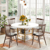 Round Dining Table, 47" Kitchen Dinner Table with Storage Shelf Tribesigns 3
